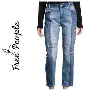 Free People Cropped Patchwork Jeans